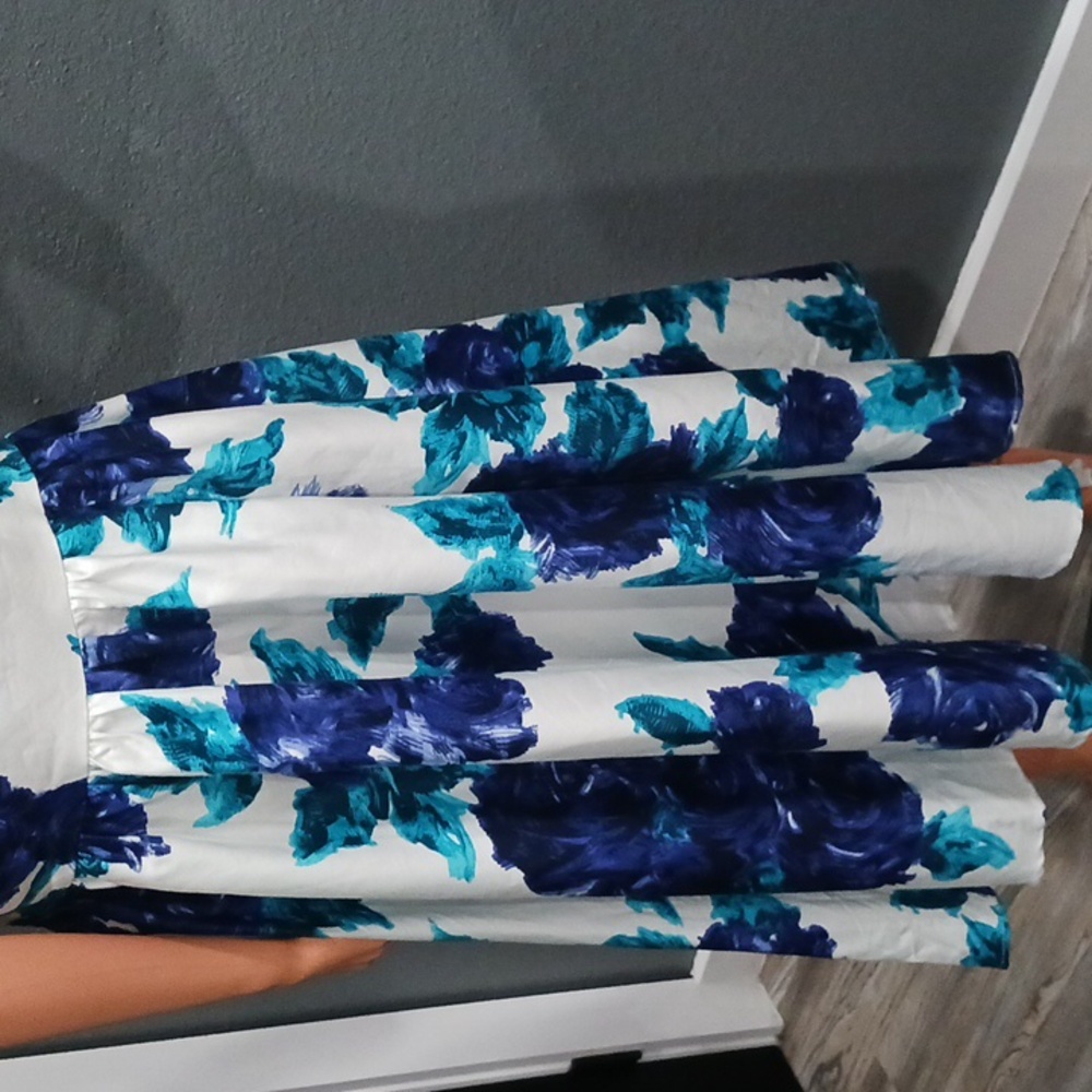 Pinup Couture Women's Blue Vintage Rose Print Midi Dress - Picture 7 of 16